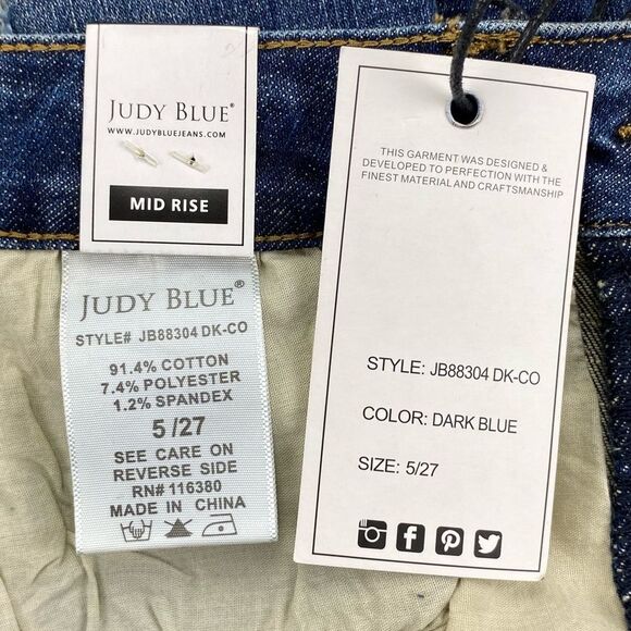Judy Blue Women's Relaxed Fit Distressed Dark Blue Jeans  NWT   |  Size:  5/27 - Picture 15 of 16